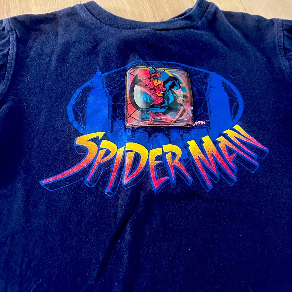 Y2K vintage Spider-Man long sleeve graphic holographic tee long sleeve size 8 - Picture 2 of 4